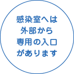 感染室へは外部から専用の入口があります